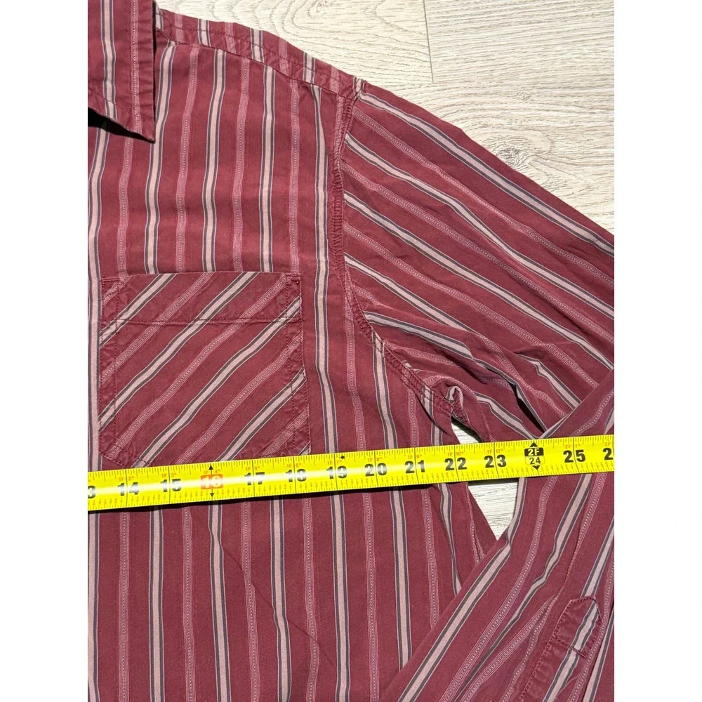 Y2K / Mid-2000s The North Face M Series Striped Button Front Shirt Burgundy XL
